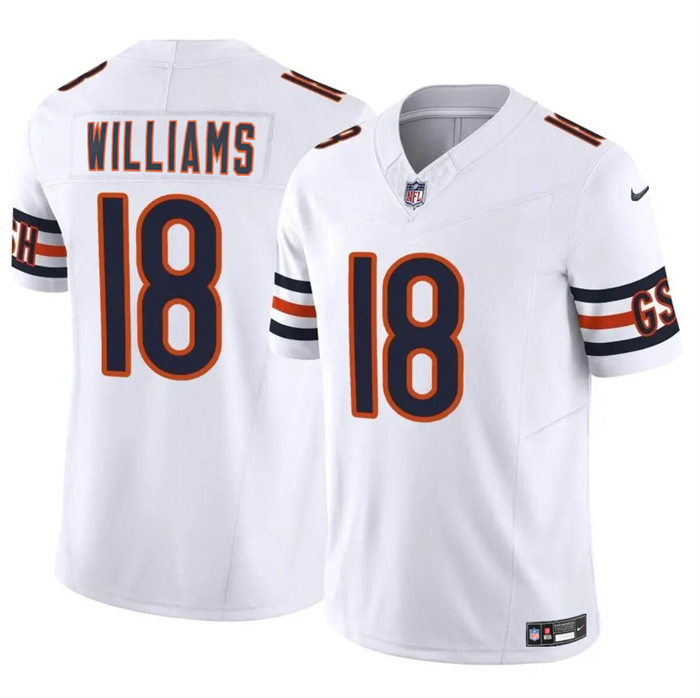 Men's Chicago Bears #18 Caleb Williams White 2024 Draft F.U.S.E. Vapor Football Stitched Jersey